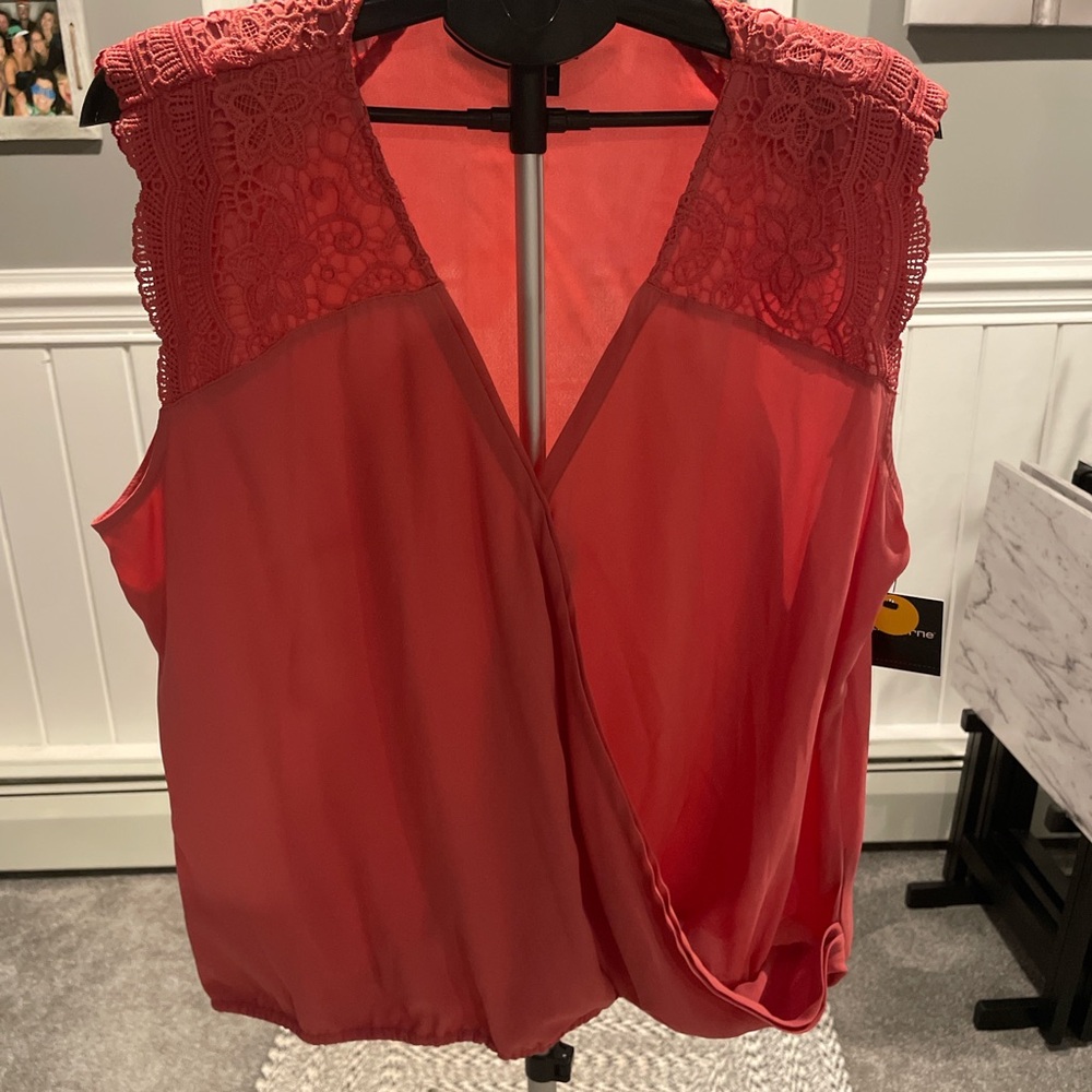 JCPenney Coral Lace Detail Blouse